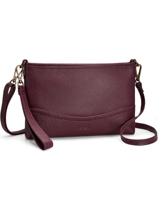 Handbags - Women's Burgundy Full Grain Leather Wristlet Wallet Soft RFID Crossbody Bags